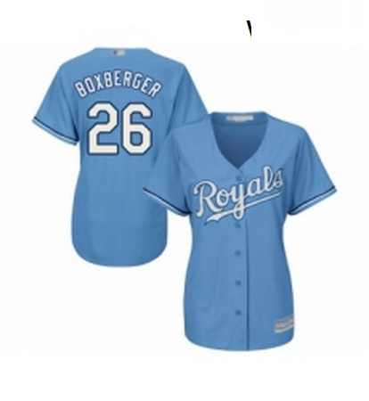 Womens Kansas City Royals 26 Brad Boxberger Replica Light Blue Alternate 1 Cool Base Baseball Jersey