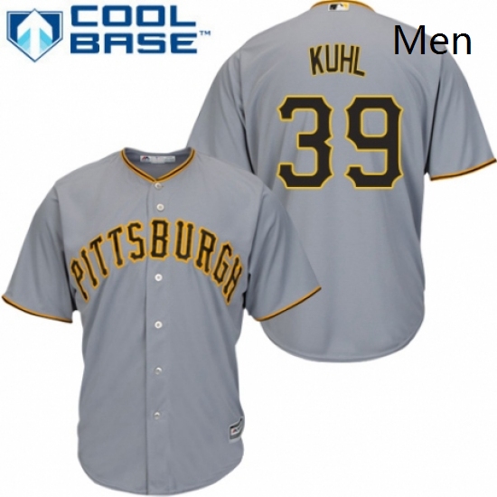 Mens Majestic Pittsburgh Pirates 39 Chad Kuhl Replica Grey Road Cool Base MLB Jersey