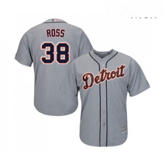 Mens Detroit Tigers 38 Tyson Ross Replica Grey Road Cool Base Baseball Jersey