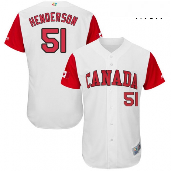 Mens Canada Baseball Majestic 51 Jim Henderson White 2017 World Baseball Classic Authentic Team Jers