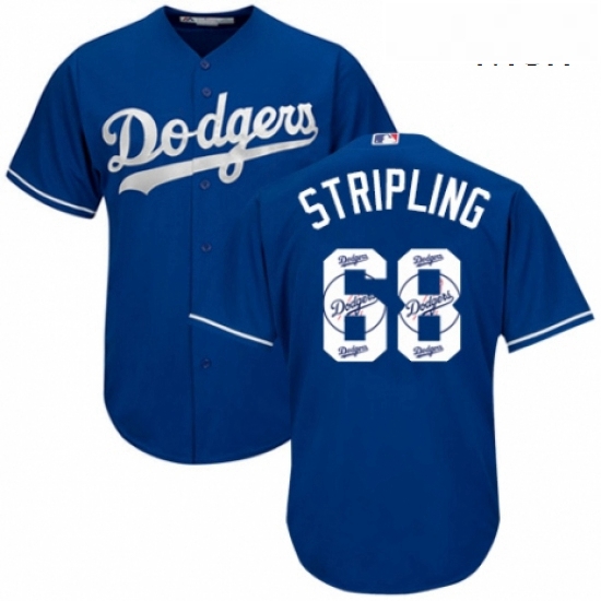 Mens Majestic Los Angeles Dodgers 68 Ross Stripling Authentic Royal Blue Team Logo Fashion Cool Base