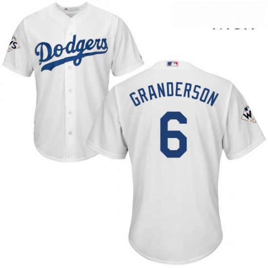 Mens Majestic Los Angeles Dodgers 6 Curtis Granderson Replica White Home 2017 World Series Bound Coo