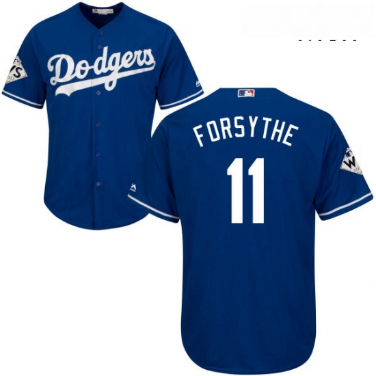 Mens Majestic Los Angeles Dodgers 11 Logan Forsythe Replica Royal Blue Alternate 2017 World Series B