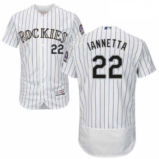 Mens Majestic Colorado Rockies 22 Chris Iannetta White Home Flex Base Authentic Collection MLB Jerse