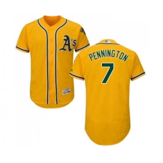 Mens Oakland Athletics 7 Cliff Pennington Gold Alternate Flex Base Authentic Collection Baseball Jer