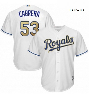 Mens Majestic Kansas City Royals 53 Melky Cabrera Replica White Home Cool Base MLB Jersey