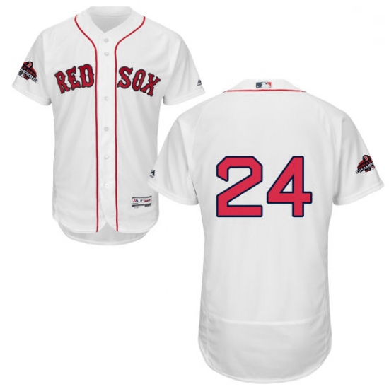 Mens Majestic Boston Red Sox 24 David Price White Home Flex Base Authentic Collection 2018 World Ser