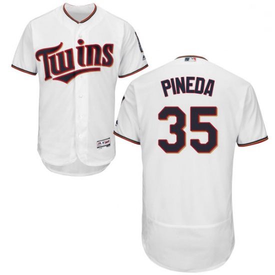 Mens Majestic Minnesota Twins 35 Michael Pineda White Home Flex Base Authentic Collection MLB Jersey