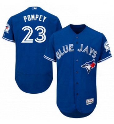 Mens Majestic Toronto Blue Jays 23 Dalton Pompey Blue Alternate Flex Base Authentic Collection MLB J