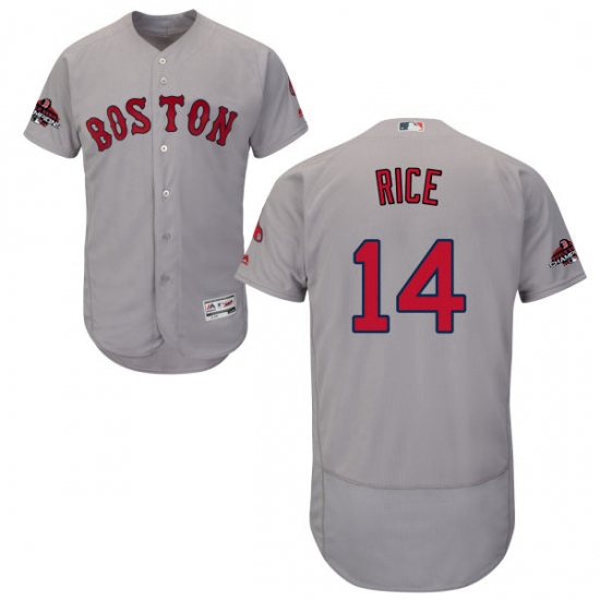 Mens Majestic Boston Red Sox 14 Jim Rice Grey Road Flex Base Authentic Collection 2018 World Series 