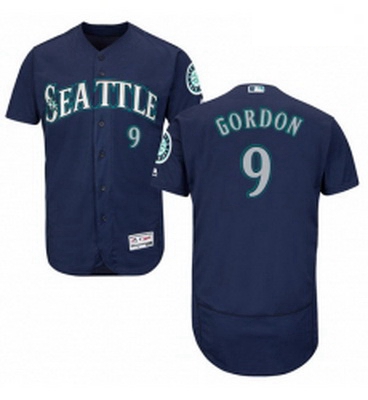 Mens Majestic Seattle Mariners 9 Dee Gordon Navy Blue Alternate Flex Base Authentic Collection MLB J