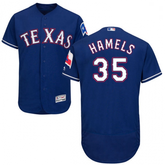 Mens Majestic Texas Rangers 35 Cole Hamels Royal Blue Alternate Flex Base Authentic Collection MLB J