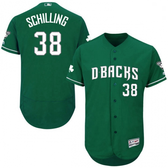 Mens Majestic Arizona Diamondbacks 38 Curt Schilling Green Celtic Flexbase Authentic Collection MLB 