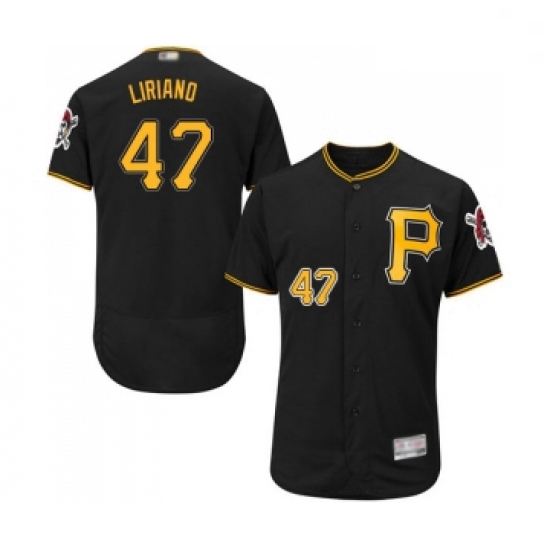 Mens Pittsburgh Pirates 47 Francisco Liriano Black Alternate Flex Base Authentic Collection Baseball