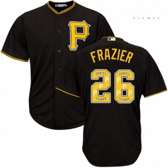 Mens Majestic Pittsburgh Pirates 26 Adam Frazier Authentic Black Team Logo Fashion Cool Base MLB Jer