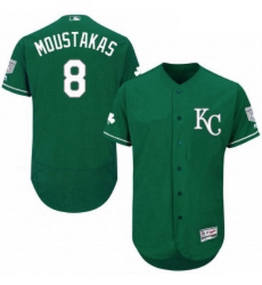 Mens Majestic Kansas City Royals 8 Mike Moustakas Green Celtic Flexbase Authentic Collection MLB Jer