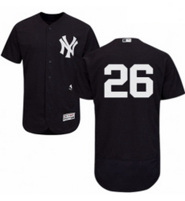 Mens Majestic New York Yankees 26 Tyler Austin Navy Blue Alternate Flex Base Authentic Collection ML