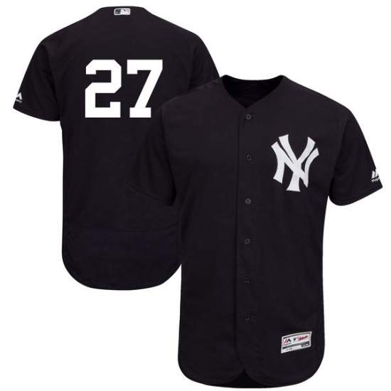 Mens Majestic New York Yankees 27 Giancarlo Stanton Navy Blue Flexbase Authentic Collection MLB Jers