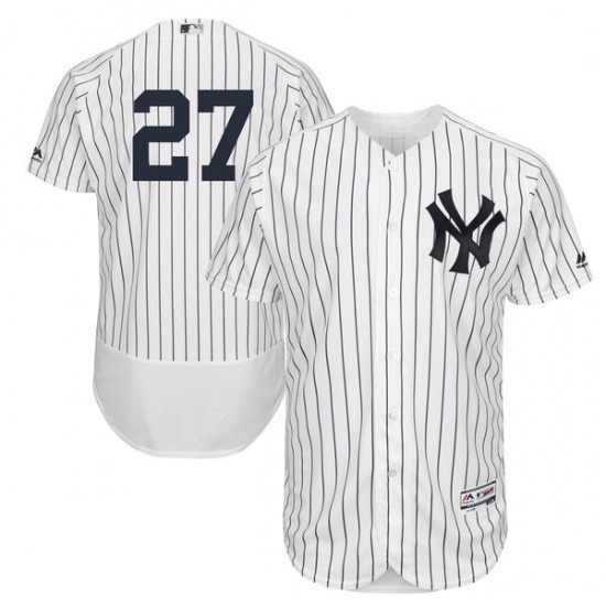 Mens Majestic New York Yankees 27 Giancarlo Stanton WhiteNavy Flexbase Authentic Collection MLB Jers