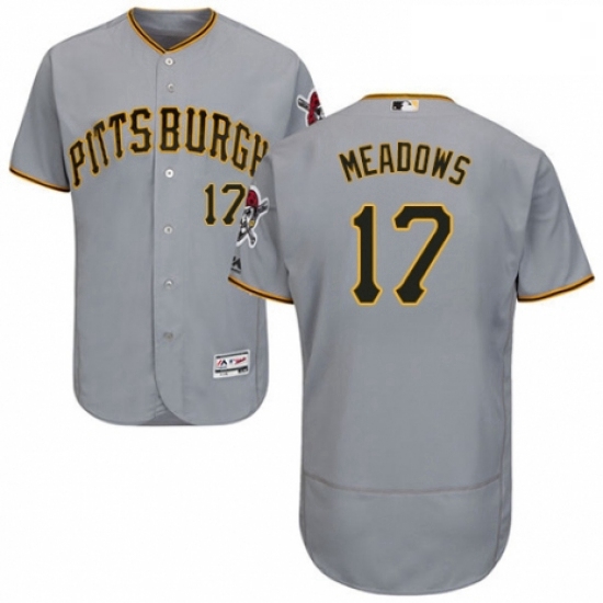 Mens Majestic Pittsburgh Pirates 17 Austin Meadows Grey Road Flex Base Authentic Collection MLB Jers