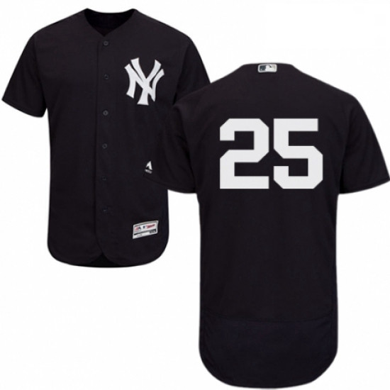 Mens Majestic New York Yankees 25 Gleyber Torres Navy Blue Alternate Flex Base Authentic Collection 