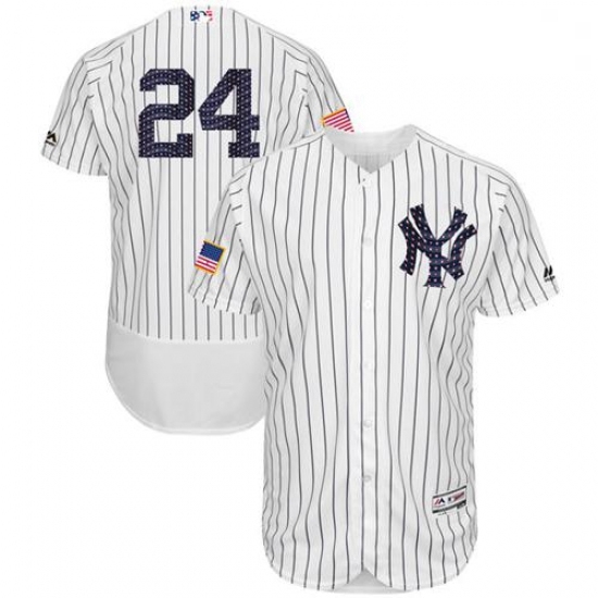 Mens Majestic New York Yankees 24 Gary Sanchez White Stars Stripes Authentic Collection Flex Base ML