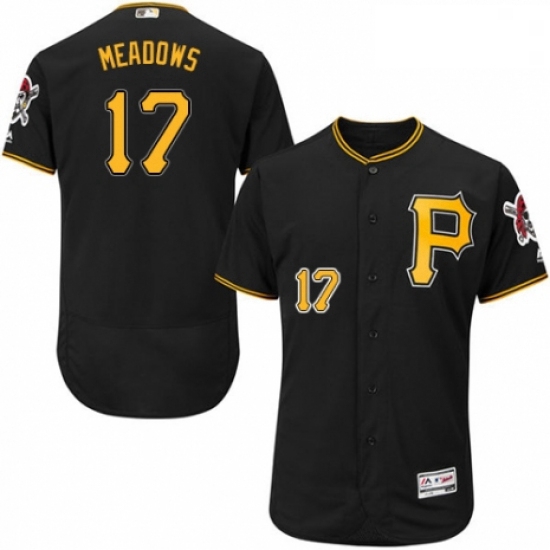 Mens Majestic Pittsburgh Pirates 17 Austin Meadows Black Alternate Flex Base Authentic Collection ML