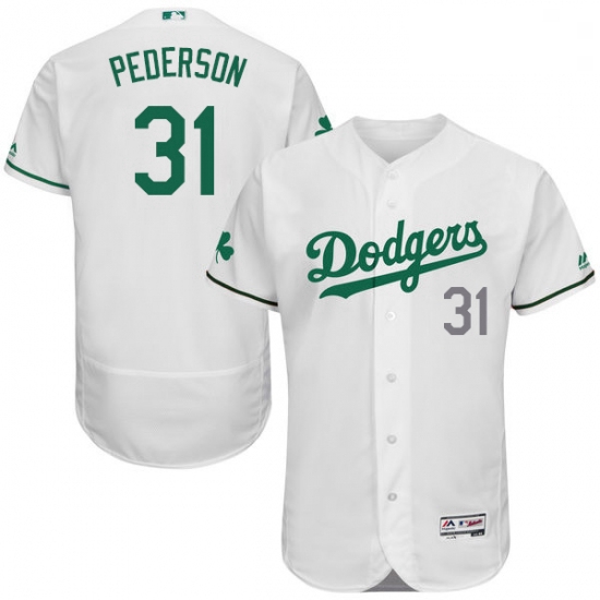 Mens Majestic Los Angeles Dodgers 31 Joc Pederson White Celtic Flexbase Authentic Collection MLB Jer