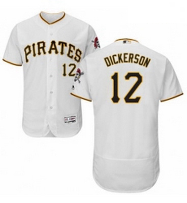 Mens Majestic Pittsburgh Pirates 12 Corey Dickerson White Home Flex Base Authentic Collection MLB Je