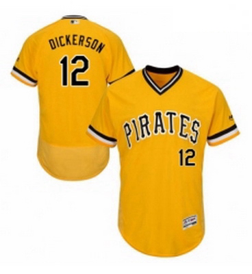 Mens Majestic Pittsburgh Pirates 12 Corey Dickerson Gold Alternate Flex Base Authentic Collection ML