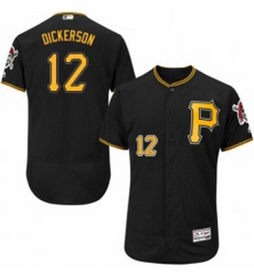 Mens Majestic Pittsburgh Pirates 12 Corey Dickerson Black Alternate Flex Base Authentic Collection M