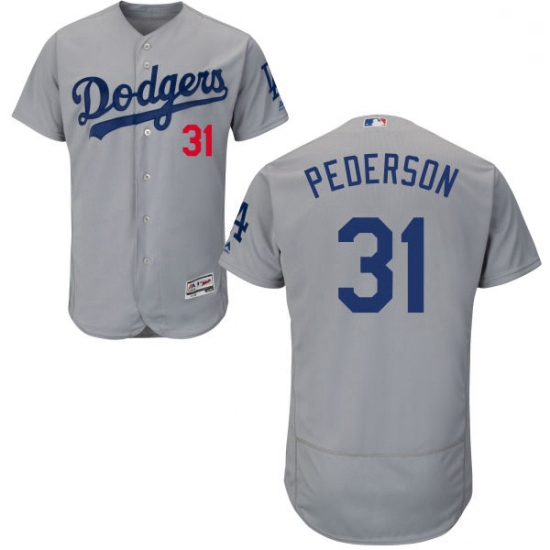 Mens Majestic Los Angeles Dodgers 31 Joc Pederson Gray Alternate Road Flexbase Collection 2018 World