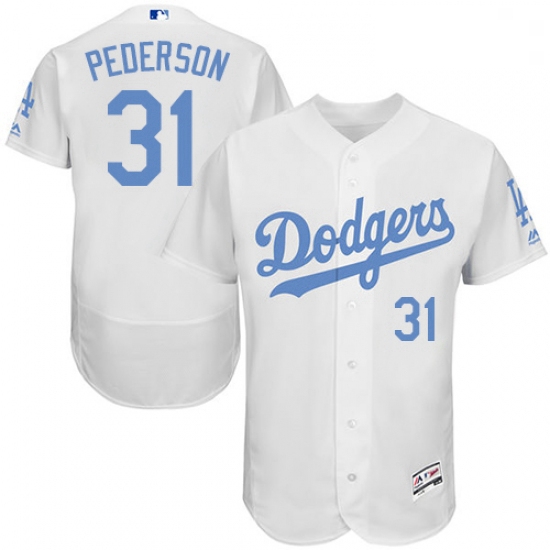 Mens Majestic Los Angeles Dodgers 31 Joc Pederson Authentic White 2016 Fathers Day Fashion Flex Base