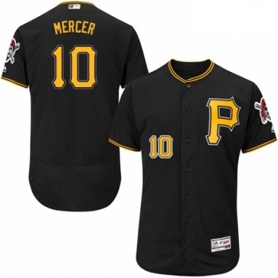 Mens Majestic Pittsburgh Pirates 10 Jordy Mercer Black Alternate Flex Base Authentic Collection MLB 