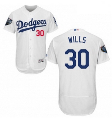 Mens Majestic Los Angeles Dodgers 30 Maury Wills White Home Flex Base Authentic Collection 2018 Worl