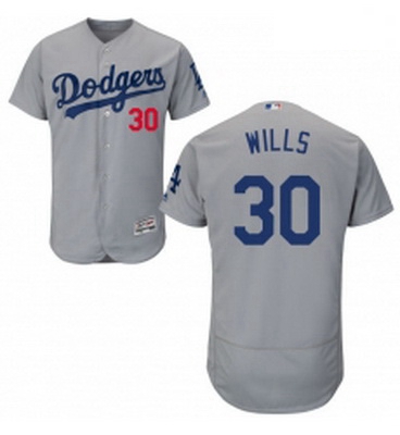 Mens Majestic Los Angeles Dodgers 30 Maury Wills Gray Alternate Road Flexbase Authentic Collection M