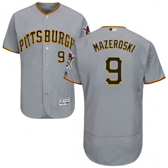 Mens Majestic Pittsburgh Pirates 9 Bill Mazeroski Grey Road Flex Base Authentic Collection MLB Jerse