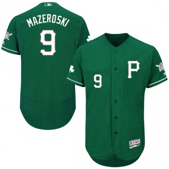 Mens Majestic Pittsburgh Pirates 9 Bill Mazeroski Green Celtic Flexbase Authentic Collection MLB Jer