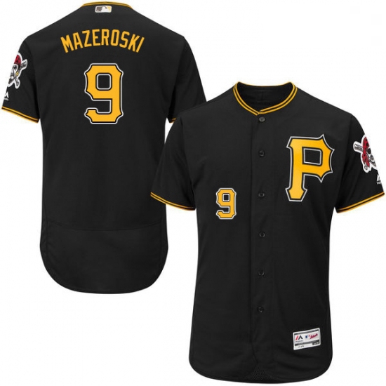 Mens Majestic Pittsburgh Pirates 9 Bill Mazeroski Black Alternate Flex Base Authentic Collection MLB