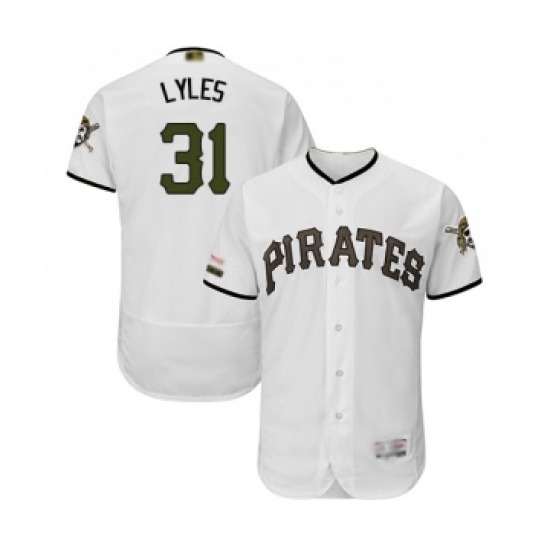 Mens Pittsburgh Pirates 31 Jordan Lyles White Alternate Authentic Collection Flex Base Baseball Jers