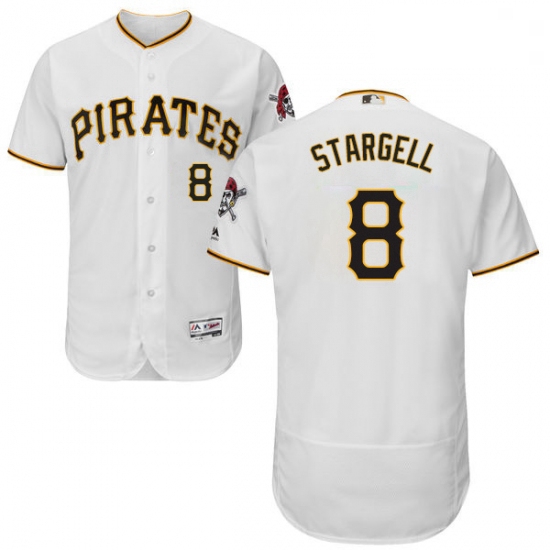 Mens Majestic Pittsburgh Pirates 8 Willie Stargell White Home Flex Base Authentic Collection MLB Jer