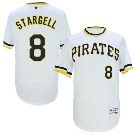 Mens Majestic Pittsburgh Pirates 8 Willie Stargell White Flexbase Authentic Collection Cooperstown M