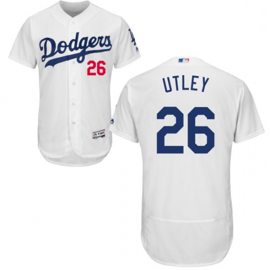 Mens Majestic Los Angeles Dodgers 26 Chase Utley White Home Flex Base Authentic Collection MLB Jerse