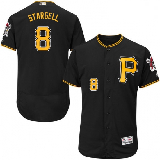 Mens Majestic Pittsburgh Pirates 8 Willie Stargell Black Alternate Flex Base Authentic Collection ML