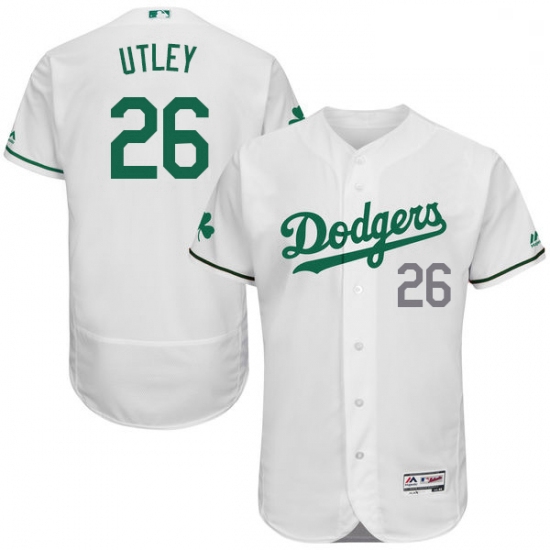 Mens Majestic Los Angeles Dodgers 26 Chase Utley White Celtic Flexbase Authentic Collection MLB Jers