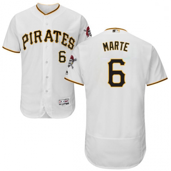Mens Majestic Pittsburgh Pirates 6 Starling Marte White Home Fle