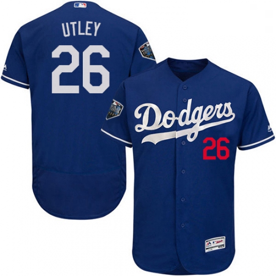 Mens Majestic Los Angeles Dodgers 26 Chase Utley Royal Blue Flexbase Authentic Collection 2018 World