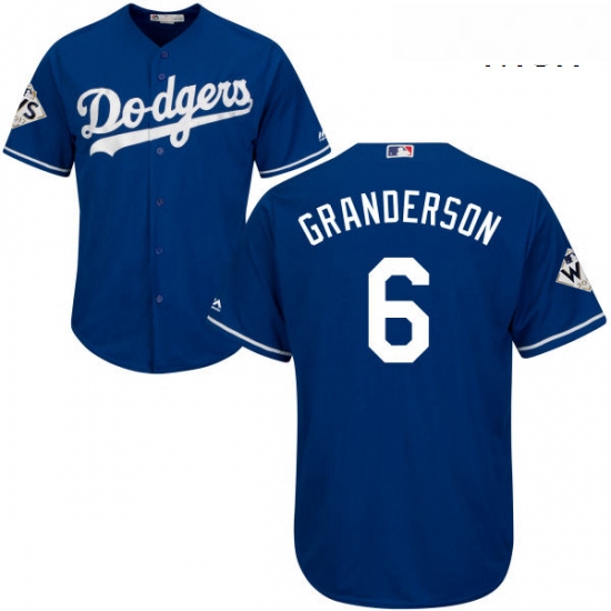 Mens Majestic Los Angeles Dodgers 6 Curtis Granderson Replica Royal Blue Alternate 2017 World Series