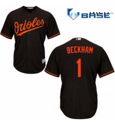 Mens Majestic Baltimore Orioles 1 Tim Beckham Replica Black Alternate Cool Base MLB Jersey