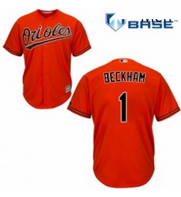 Mens Majestic Baltimore Orioles 1 Tim Beckham Replica Orange Alternate Cool Base MLB Jersey